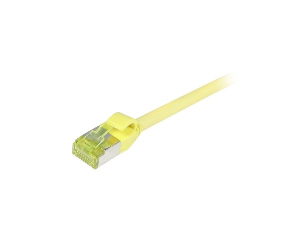 Patchkabel RJ45, CAT6A 500Mhz, 10m, gelb, S-STP(S/FTP), slimline rund d=4,5mm, TPE/LSZH(Superflex), AWG28, mit CAT7 Rohkabel, Synergy 21