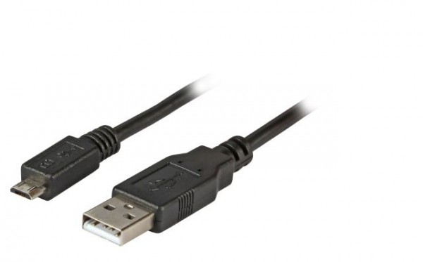 Kabel USB, A(St) => Micro-B(St) 5pol., 1.0m, USB2.0, Premium, Schwarz,