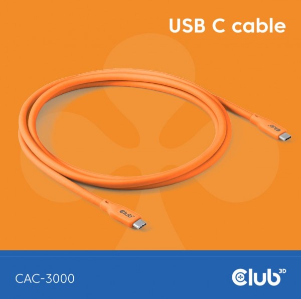 Kabel USB 4.0 C (St) =&gt; C (St) 2,0m *Club3D* - LIFESTYLE *orange*