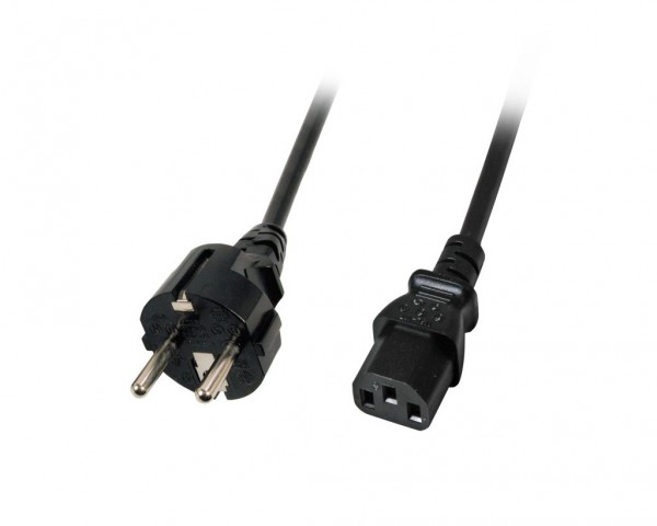 Netzkabel 230V Schutzkontakt CEE7(Stecker)-&gt;Kaltgeräte IEC-C13(Buchse), 5m, Black
