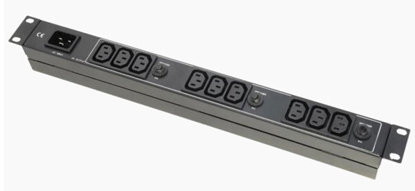 Effekta USV Steckdosenleiste(PDU), Kaltgeräte-Stecker(C20)->9xSteckdosen(C13), 19", ohne Zuleitung,