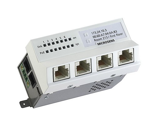 Microsens Installationswitch GBE 6 Port, horizont. Einbau, 5xRJ45, 1xSC duplex, PoE+, MS440202PM-48G6+