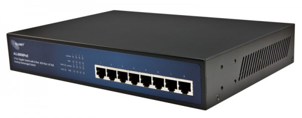 ALLNET Switch unmanaged 8 Port Gigabit 150W / 8x PoE+ / Lüfterlos / 19&quot; / &quot;ALL8808POE&quot;