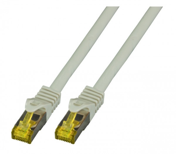 Patchkabel RJ45, CAT6A 500Mhz, 0.15m, grau; S-STP(S/FTP); LSZH, mit Cat.7 Rohkabel,