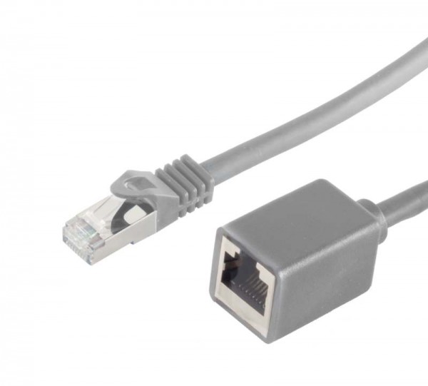 Patchkabel RJ45, CAT6 250Mhz, 0.5m grau, S-STP(S/FTP); LSZH; Stecker/Buchse(Verlängerung)