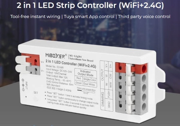 MiBoxer E2-WR LED Controller 2in1 Single colour/CCT(dual white) WLAN+2,4G