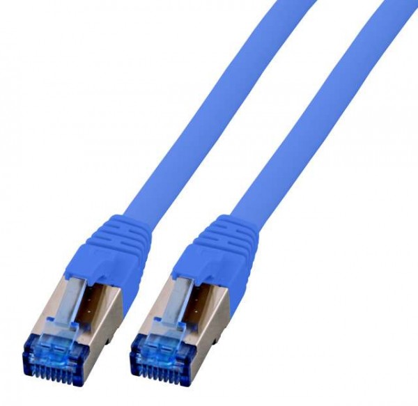 Patchkabel RJ45, CAT6A 500Mhz, 5m, blau; S-STP(S/FTP); TPE(Superflex), mit Cat.7 Rohkabel,