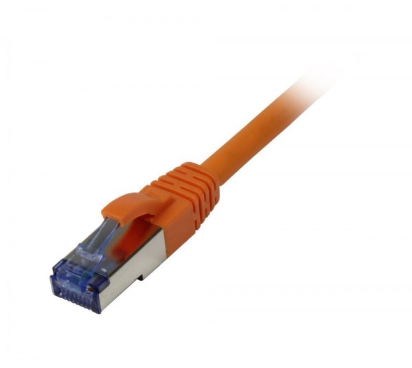 Patchkabel RJ45, CAT6A 500Mhz, 15m, orange, S-STP(S/FTP), AWG27, LSZH, Synergy 21