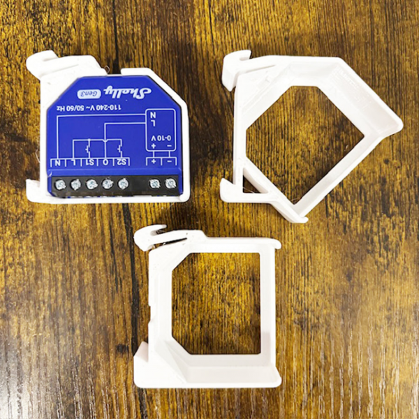 Shelly Zubehör / 90° SINGLE Hutschienenhalter für Shelly Dimmer 0/1-10V PM Gen3