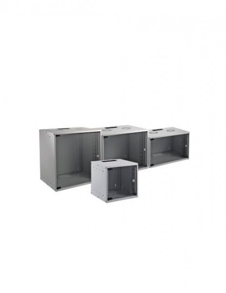 Wandgehäuse 19&quot;, 12HE, 1-teilig, T600/H571mm, lichtgrau, Basic, Flat Pack,