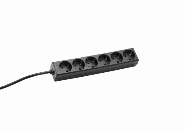 Bachmann Tischsteckdose, 6xDosen(CEE7)-&gt;Stecker(CEE7), 1,5m, Schwarz, SELLY,