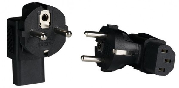Netzkabel 230V Adapter CEE7/7-Stecker -&gt; C13-Buchse-90Grad