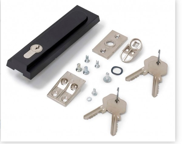 Triton 19&quot;Schrank,zbh. Ersatz, Schwenkhebelgriff, Metall, für Standverteiler, *mit PHZ*, unterschiedliche Schlüssel