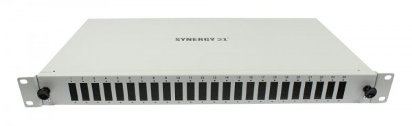 LWL-Patchpanel 12xSC(APC)-Duplex-Buchsen, 19", OS2, 9/125u Singlemode, Lichtgrau, Synergy 21,