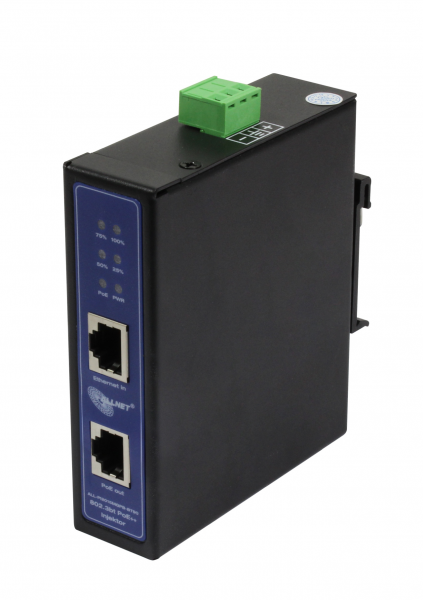 ALLNET PoE Injektor Industrial MultiGigabit • PoE BT mit Power-Booster (15,4W/30W/90W) • DIN • ALLNET PoE Injekt Metallgehäuse • ALL-PI2015MGPB-BT90