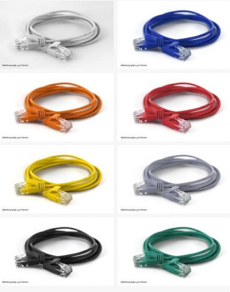 WantecWire UTP, extra dünnes Patchkabel CAT6a, d=2,8mm, gelb, Länge 0,50 m