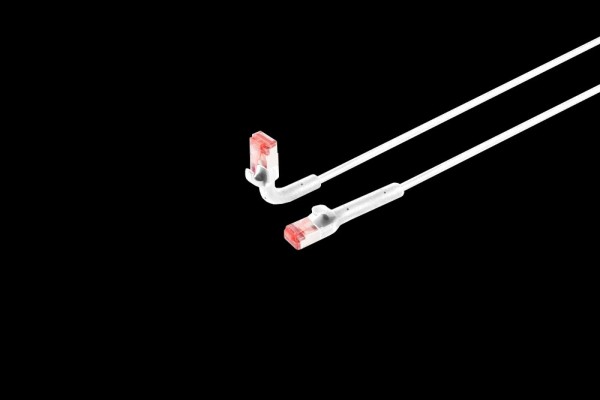 Patchkabel RJ45, CAT6A 500Mhz, 1,5m, weiss, U-STP(U/FTP), TPE, biegbare Stecker 90Grade