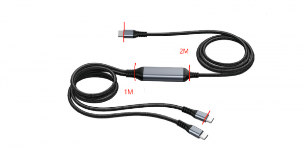 Kabel USB, C(St) =&gt; 2x C(St), 3,0m, PD 100W max. &quot;70W+30W&quot; Charging Only, no DATA-FUNCTION