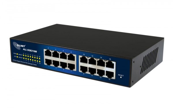 ALLNET Switch smart managed 16 Port Gigabit / 16x LAN / Lüfterlos / 19&quot; &amp; 10&quot;/ &quot;ALL-SG8316M&quot;