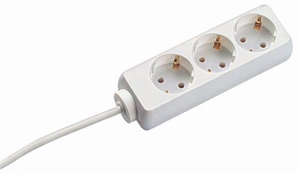 Bachmann Tischsteckdose, 3xDosen(CEE7)-&gt;Stecker(CEE7), 1,5m, weiss, SELLY,
