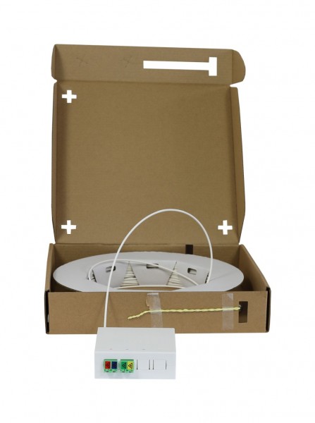 LWL-FTTH Compact Box vorkonfektioniert, 4xLC/APC -> open End, 40m, 9/125u, G.657.A2, 4-Faser, OD=2.2mm, Synergy 21