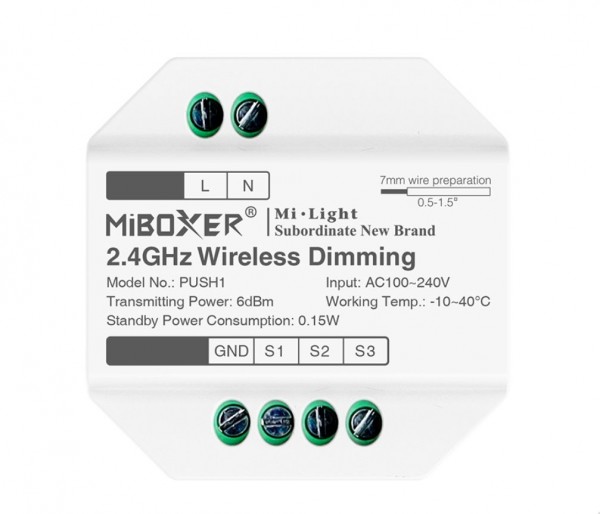 MiBoxer PUSH1 LED Dimmer Controller 2,4GHz wireless dim