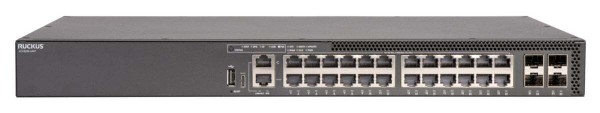 CommScope RUCKUS ICX8200-24ZP Switch, 24x10/100/1000/2500 Mbps PoE+ ports, 4x25 GbE SFP28 stacking/uplink-ports, 740W PoE