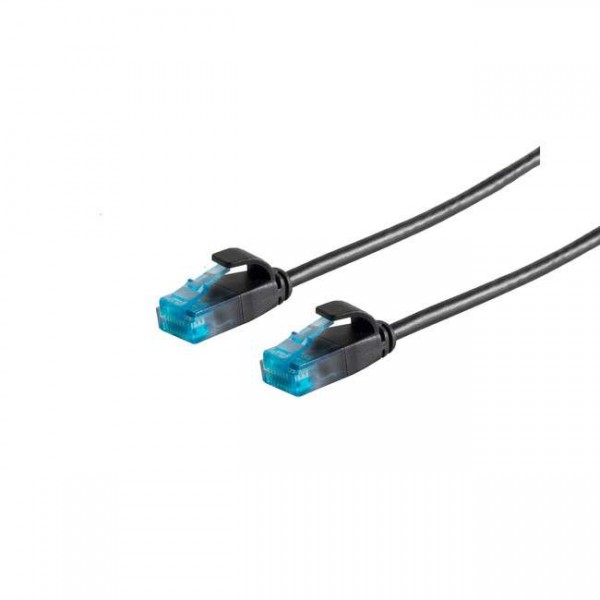 Patchkabel RJ45, CAT6 250Mhz, 0.5m schwarz, UTP(U/UTP); PVC, slimline d=3,5mm,