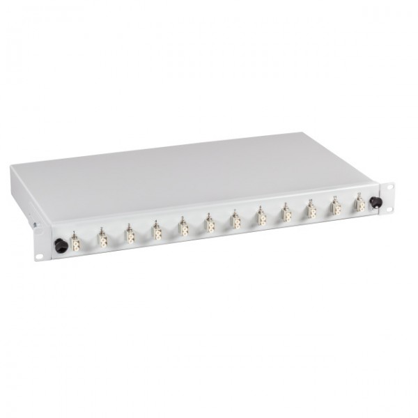 LWL-Patchpanel Spleisbox,19&quot;, 6xLC-Duplex, 50/125um, OM2, ausziehbar