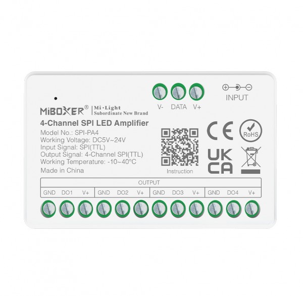 MiBoxer SPI-PA4 LED Pixel LED Controller SPI-Serie 4-Channel Amplifier/Repeater