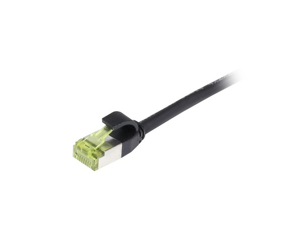 Patchkabel RJ45, CAT6A 500Mhz, 1.0m, schwarz, S-STP(S/FTP), slimline rund d=4,5mm, TPE/LSZH(Superflex), AWG28, mit CAT7 Rohkabel, Synergy 21