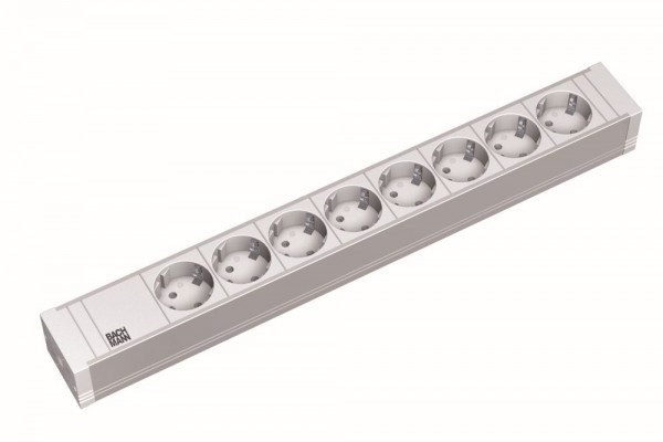 Bachmann Steckdosenleiste, 19&quot;, 8xDosen(CEE7)-&gt;Stecker(CEE7), PDU, PVC, &gt;1HE,