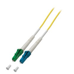 LWL-1-Faser-Patchk. 1,0mtr.LC-LC(APC8Grad), 9/125u, Schrägschliff