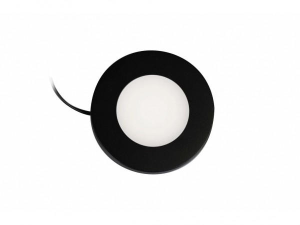 Synergy 21 Downlight Round / 3000K Schwarz / 12V / 76Ø x 10mm Möbelleuchte mit AMP Stecker