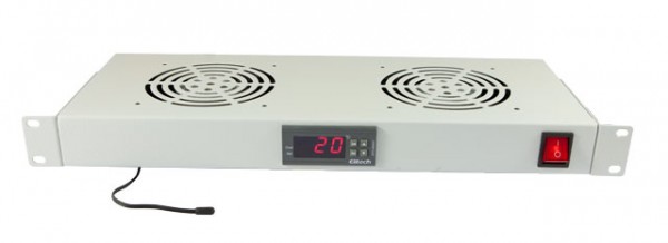 ALLNET 19&quot;zbh. Lüftereinheit 2-fach mit Temperatureinheit, 1HE, Lichtgrau,