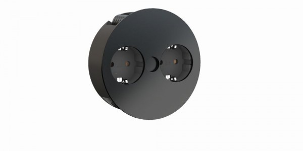 Bachmann TWIST, Steckdose, 2xCEE7/3 2,0m AEH schwarz 30GE seidenmatt