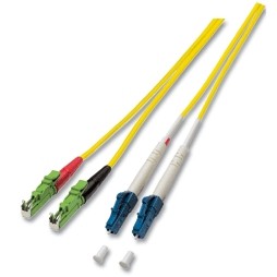 LWL-2-Faser-Patchk. 20mtr.E2000 APC 8G(Schrägschliff)-LC, 9/125um, OS2, G657A2, AD=3mm,