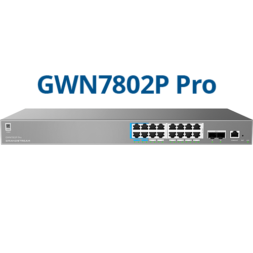 Grandstream GWN7802P PRO ? Enterprise Layer 2++ Managed Switch ? 16× Gigabit RJ45 (PoE/PoE+) + 2× Gigabit SFP+