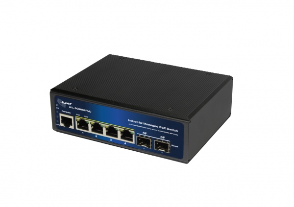 ALLNET Switch industrial full managed Layer2+ 6 Port GbE • PoE Budget 360W • 4x PoE bt • 2x SFP • Lüfterlos • DIN • ALL-SGI8106PMJ-BT