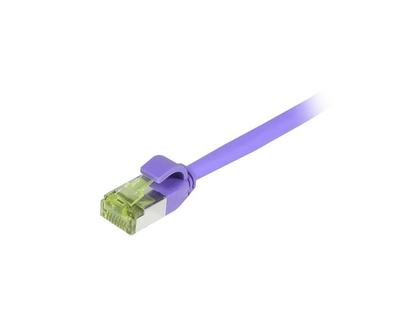Patchkabel RJ45, CAT6A 500Mhz, 10m, lila, S-STP(S/FTP), slimline rund d=4,5mm, TPE/LSZH(Superflex), AWG28, mit CAT7 Rohkabel, Synergy 21