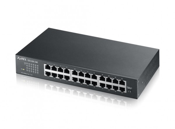 Zyxel Switch unmanaged Layer2 24 Port • 24x 1 GbE • 19" • Lüfterlos • GS1100-24E V3