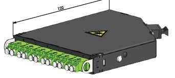 Telegärtner Baugruppenträger, HD3, zbh. FanOut-Modul 0,5HE 6xLC D MM Lime green OM5 -&gt; 1xMPO/APC male,