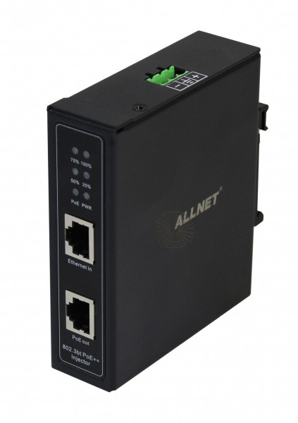 ALLNET PoE Injektor Industrial Gigabit / PoE BT (15,4W/30W/90W) / DIN / Metallgehäuse / &quot;ALL-PI2014-I-BT90&quot;