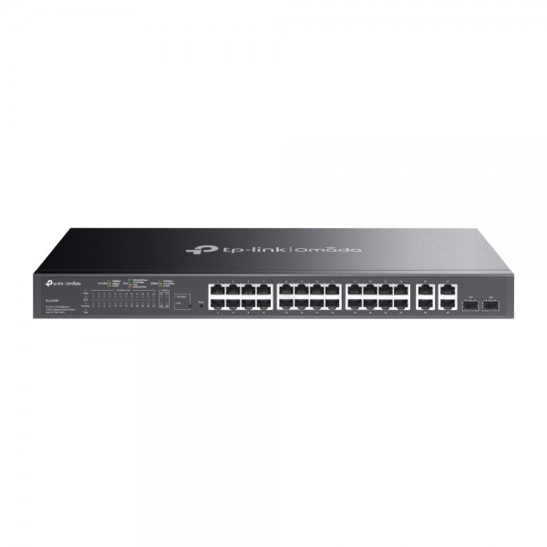TP-Link Switch smart managed Layer2 24 Port • 4x 1 GbE • PoE Budget 250 Watt • 24x PoE at • Lüfterlos, Omada • SL2428P