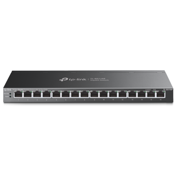 TP-LINK TL-SG116P - 16-Port Gigabit Desktop Switch with 16-Port PoE+