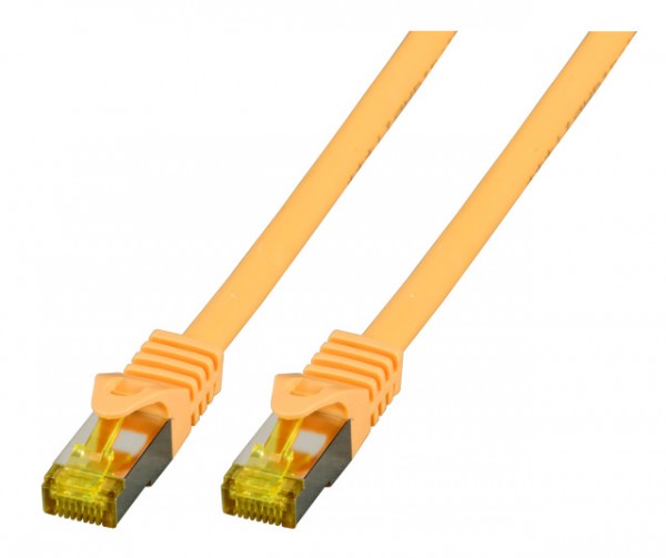 Patchkabel RJ45, CAT6A 500Mhz, 0.15m, gelb; S-STP(S/FTP); LSZH, mit Cat.7 Rohkabel,