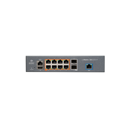 Cambium Switch full managed Layer2/3 10 Port • 8x 1 GbE • PoE Budget 100 Watt • 8x PoE at • 2x SFP • 10? • Lüfterlos, cnMaestro • EX2010-P