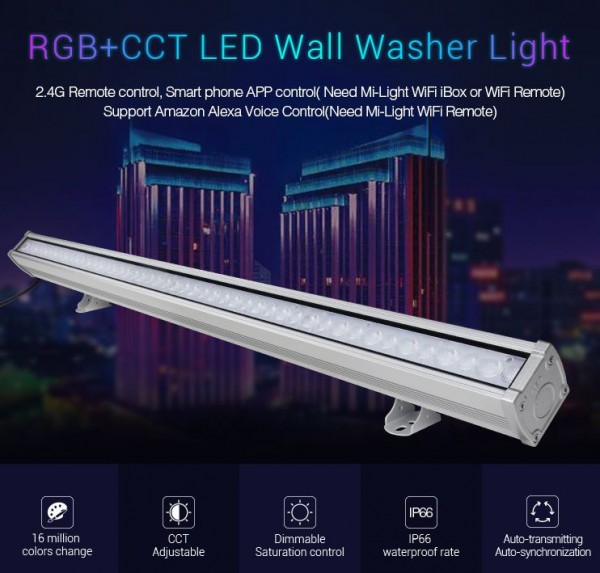 MiBoxer RL1-24 LED Wallwasher 24W RGB-WW (RGB-CCT) IP66
