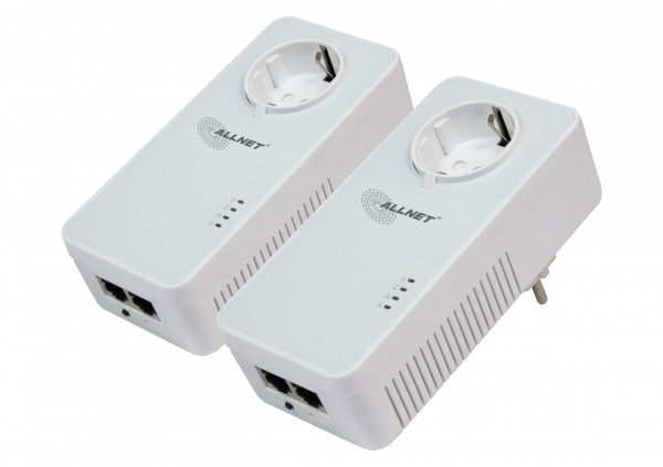 ALLNET Powerline 1200Mbit 2er Bundle Bridge RJ45 HomePlugV2 &quot;SmartLink&quot; Passtrough ALL1681205v2
