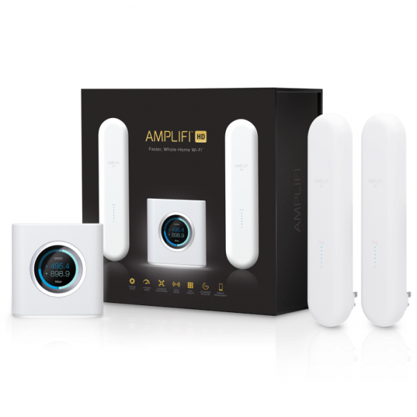 Ubiquiti AmpliFi Mesh WiFi System / WiFi 5 / 4 GbE LAN / 4 GbE WAN / 2 AmpliFi MeshPoints / AFi-HD